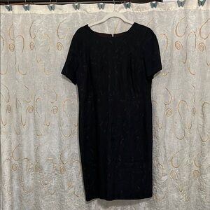 Talbots Black Sheath Mini Dress Bateau Neckline